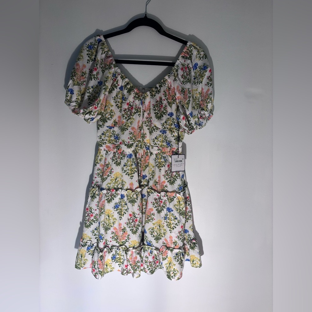 NWT Laundry by Shelli Segal Puffy Sleeve Tiered Floral Dress - 2